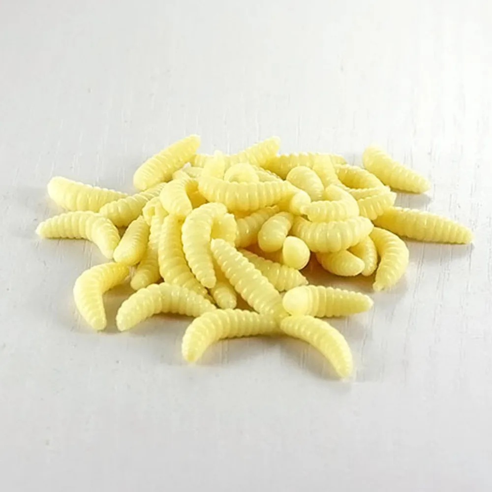

Soft Fishing Lure For Simulation Maggots Fishing Bait Bread Smell Bug Bionic Grubs Trout Worm Silicone Lures 100pcs/pack