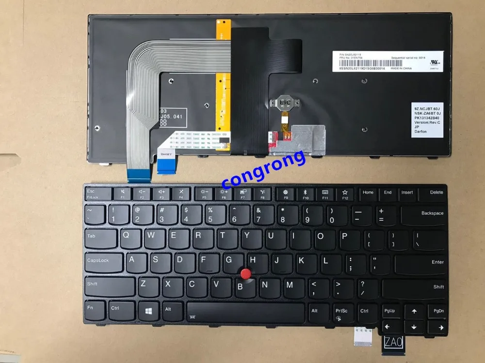 Английская клавиатура с подсветкой для LENOVO T460S T460P T470S T470P ThinkPad 13 2nd(20J1-20J2) S2(2nd Gen 20J3) Ноутбук США черный