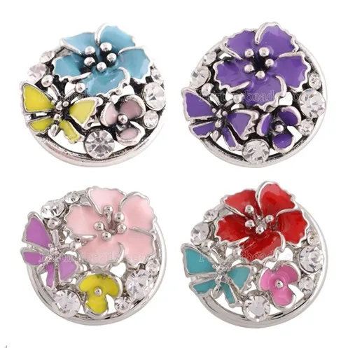 

2017 Newest design 20MM Butterfly snap button Silver Plated with colorful zircon KC9034 snap jewelry fashion DIY