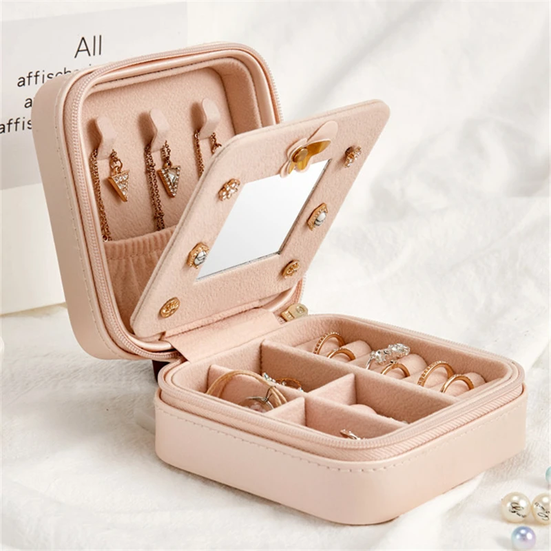 Jewelry Box Travel Comestic Jewelry Casket Organizer Makeup Lipstick Storage Box Beauty Container Necklace Birthday Gift