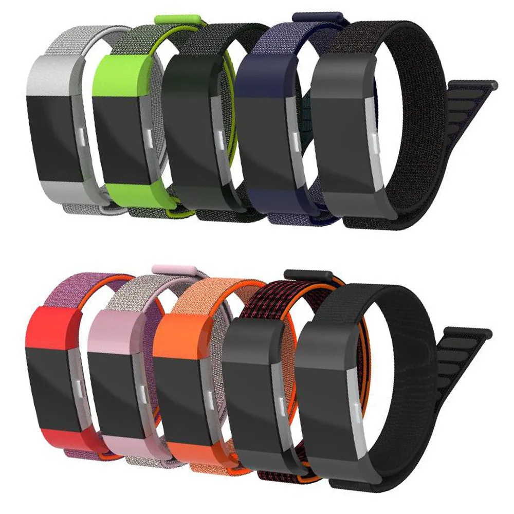

BOX-W Nylon Sport Replacement Bracelet Straps Loop Band with Accessories for Women and Men for Fitbit Charge 2 Watch