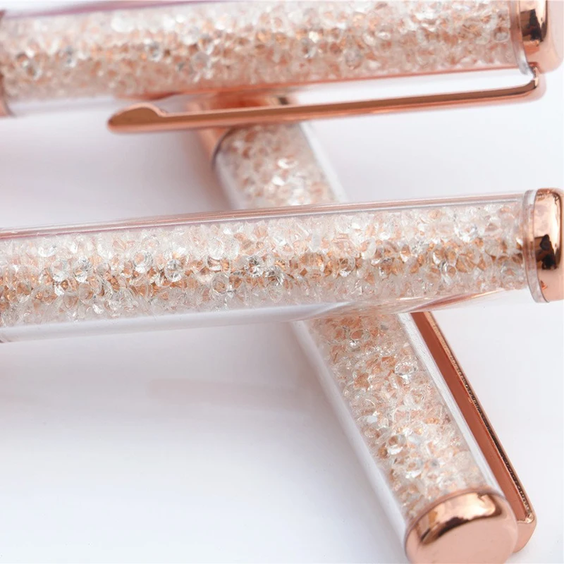 Rose Gold Pen Bling Crystal Ball Point Pen Black Ink Pen with 3 Extra Refills(Rose Gold 3 Pack