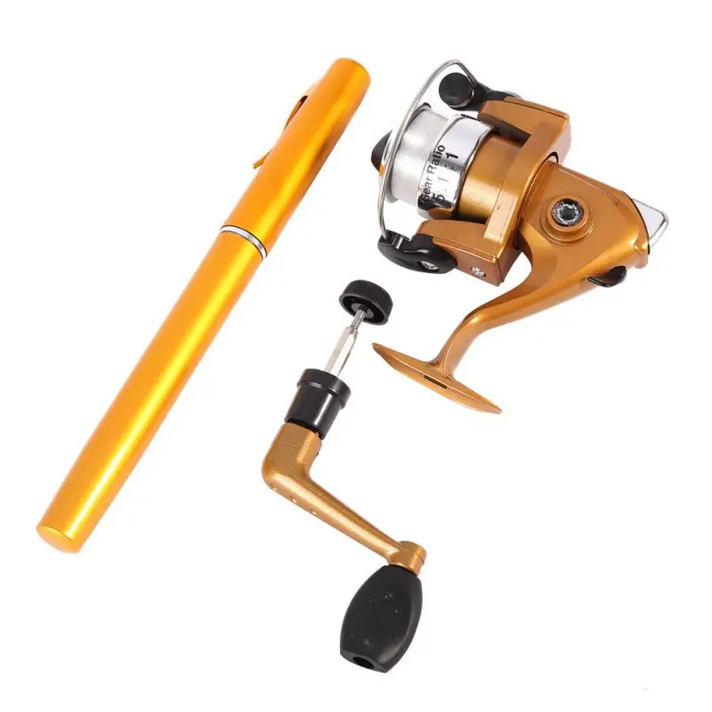 Outdoor Mini Camping Travel Baitcasting Telescopic Pocket Pen Shape Fishing Rod + Reel+ Fishing line New Arrival