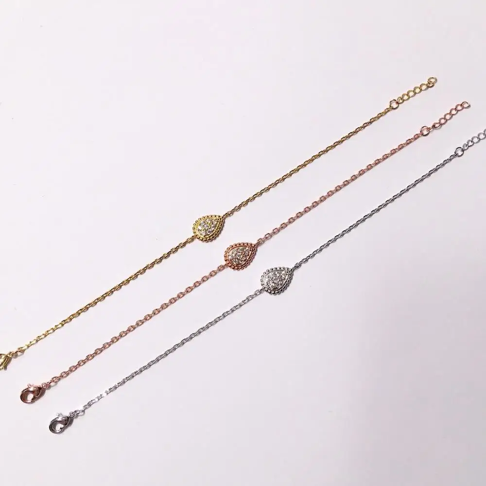 Бренд hibride дизайн браслет с камнями в форме капли для элегантных дам Для женщин