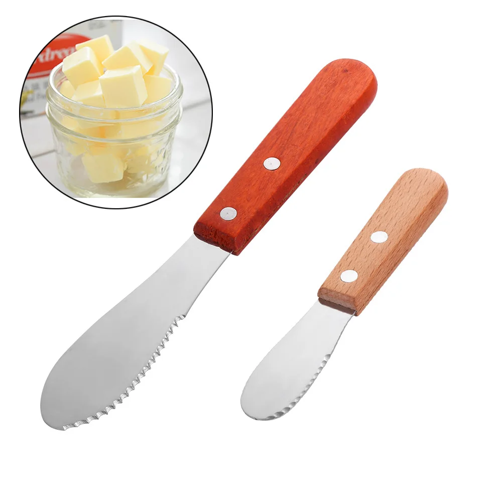 

1PC Stainless Steel Cutlery Butter Ice Cream Scraper Wood Handle Butter Spatula Breakfast Jam Cheese Tool Kitchen Accessories