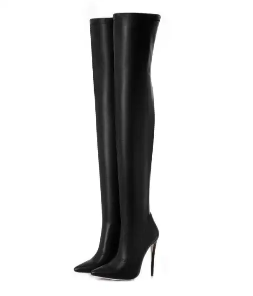 2018 fashion Women black leather Boots Stretch Slim Thigh High Boots Fashion Over the Knee Boots High Heels Shoes Woman boots цена 2018 fashion Women black leather Boots Stretch Slim Thigh High Boots Fashion Over the Knee Boots High Heels Shoes Woman boots цены онлайн