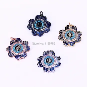 

5PCS New Design High quality micro pave cz zirconia flower metal pendant women jewelry