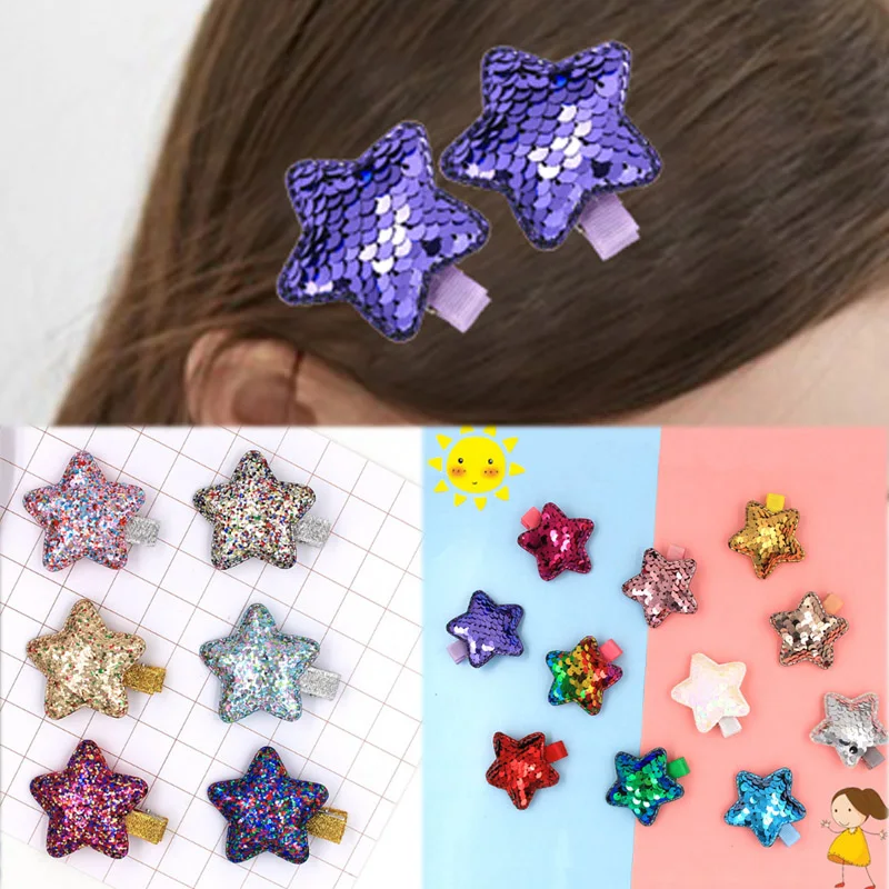 

2018 New Arrival 2PC Star Shaped Girls Allergy Free Seaside Kids High Quality Hair Clip Double Color Kartoon Fish Scale Korean