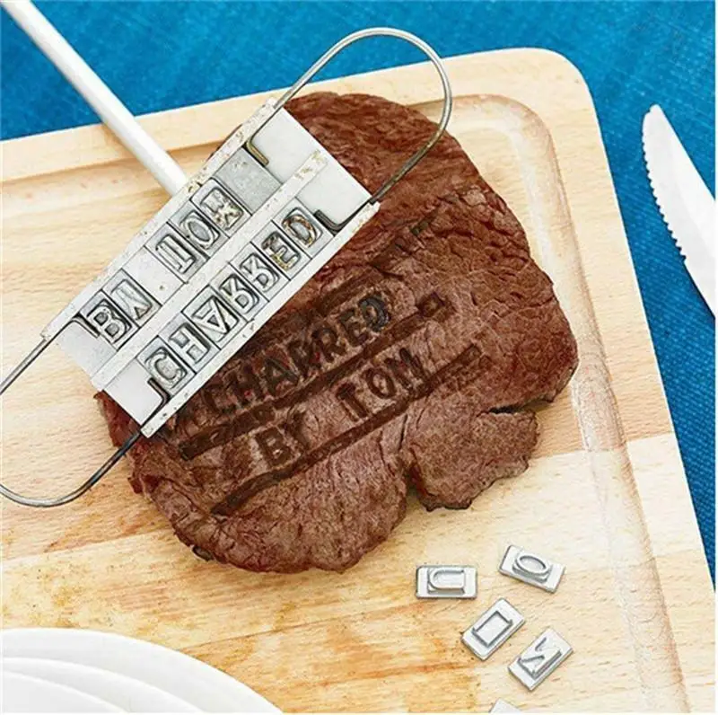 

BBQ Barbecue Branding Iron Signature Name Marking Stamp Tool Meat Steak Burger 55 x Letters and 8 spaces