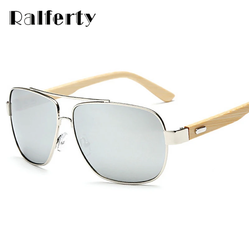 Ralferty унисекс квадратные бамбуковые деревянные солнцезащитные очки для мужчин и женщин, негабаритные зеркальные солнечные очки с покрытием UV400, спортивные очки для вождения 5535