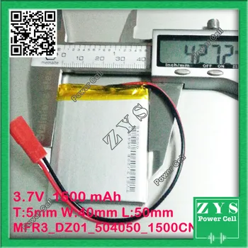 

Safety Packing, 2 pin 3.7V lithium Polymer battery 504050 1500mah MP3 MP4 GPS Small toys polymer lithium battery Size:5x40x50mm