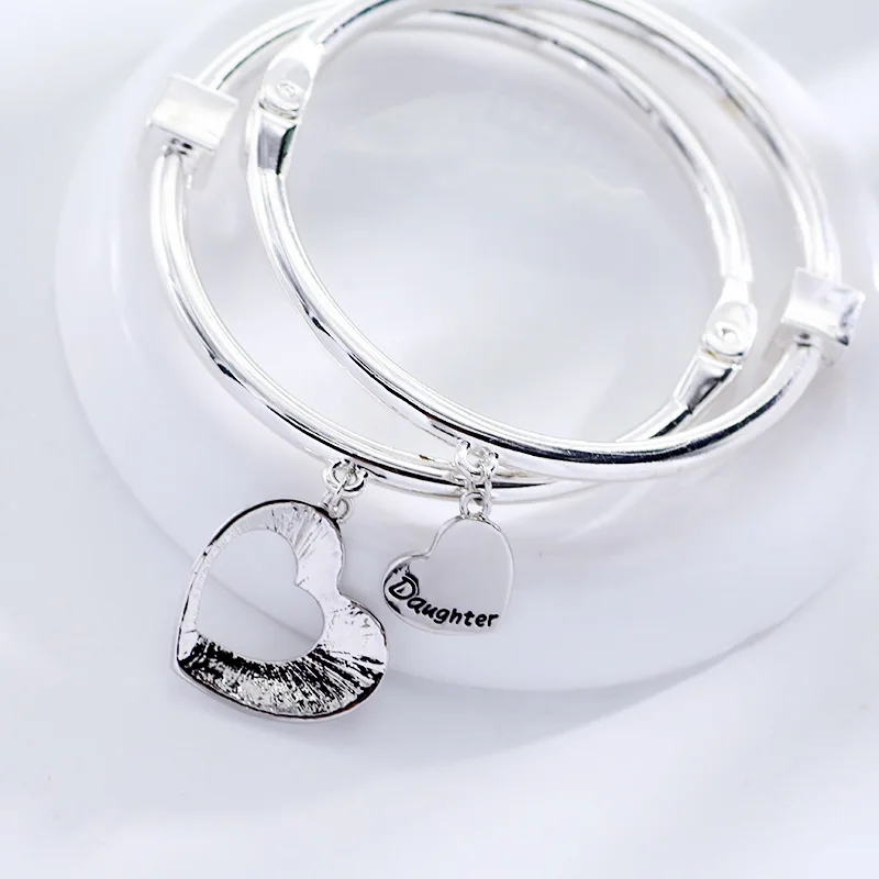 2 шт./компл. соответствующие сердце кулон браслеты для дочери Браслеты модные Мода Для женщин браслет ювелирные изделия для подарка маме на День Матери - Окраска металла: 2