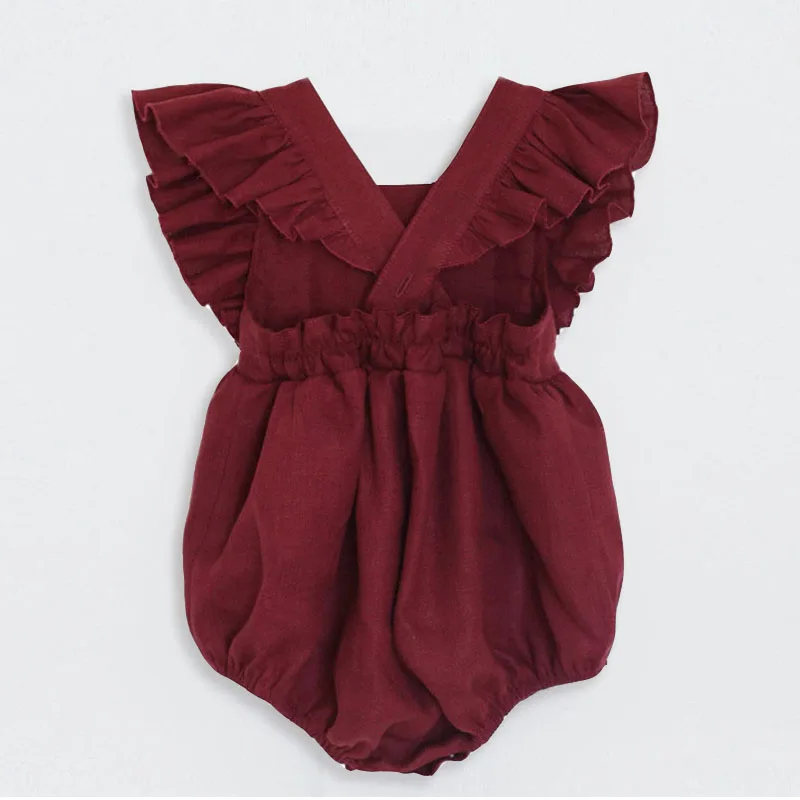 Crianças sem Mangas Roupas do Bebê Recém-nascido Meninas Babados Macacão Bebe Um-pieces Verão Backcross Menina Playsuit Macacões 11 High Quality Mamãe e Bebê