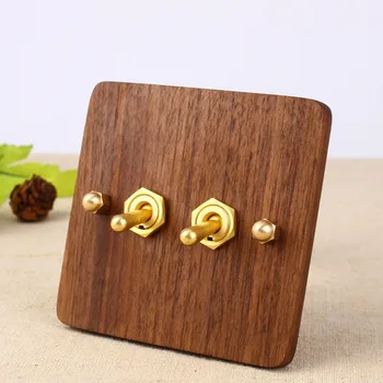 

Household solid wood brass pole 2-open double-control power switch socket