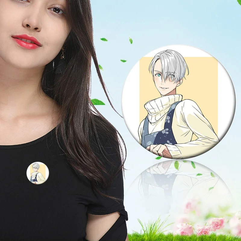 Популярный анимационный Юри! На Ice Nikiforov Victor Katsuki Yuri Plisetsky брошь с персонажами