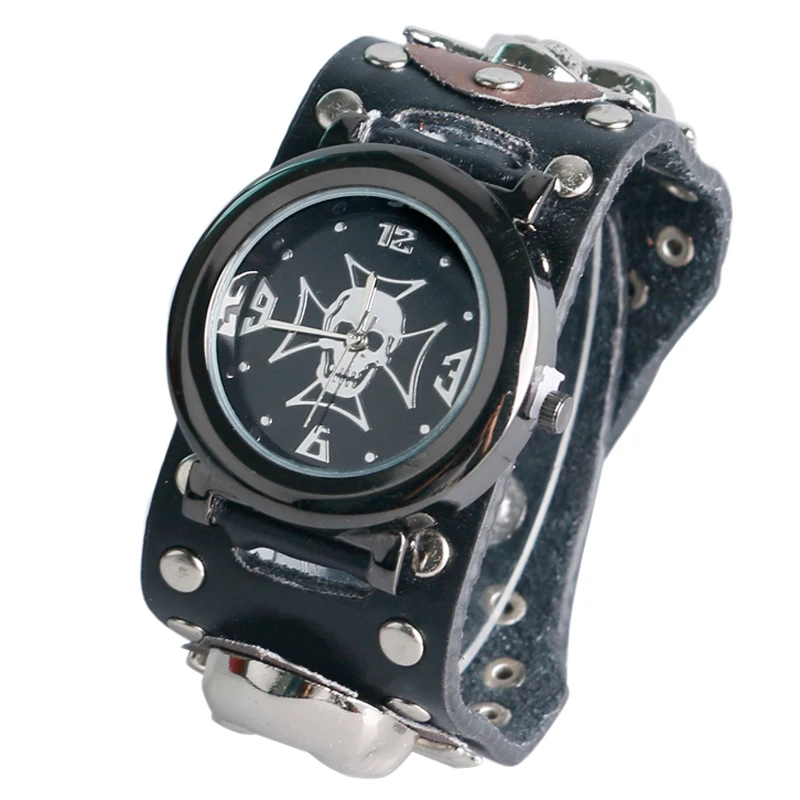 

Fashion Skull Quartz Wrist Watch Skeleton Dial Gothic Style Punk Student Children Back to School Boy Girl Rock Unisex Gift Clock