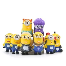 8 шт./лот, миниатюрные фигурки миньонов, игрушки, Милая модель, детские игрушки 5,5 см, ПВХ, аниме, детские фигурки