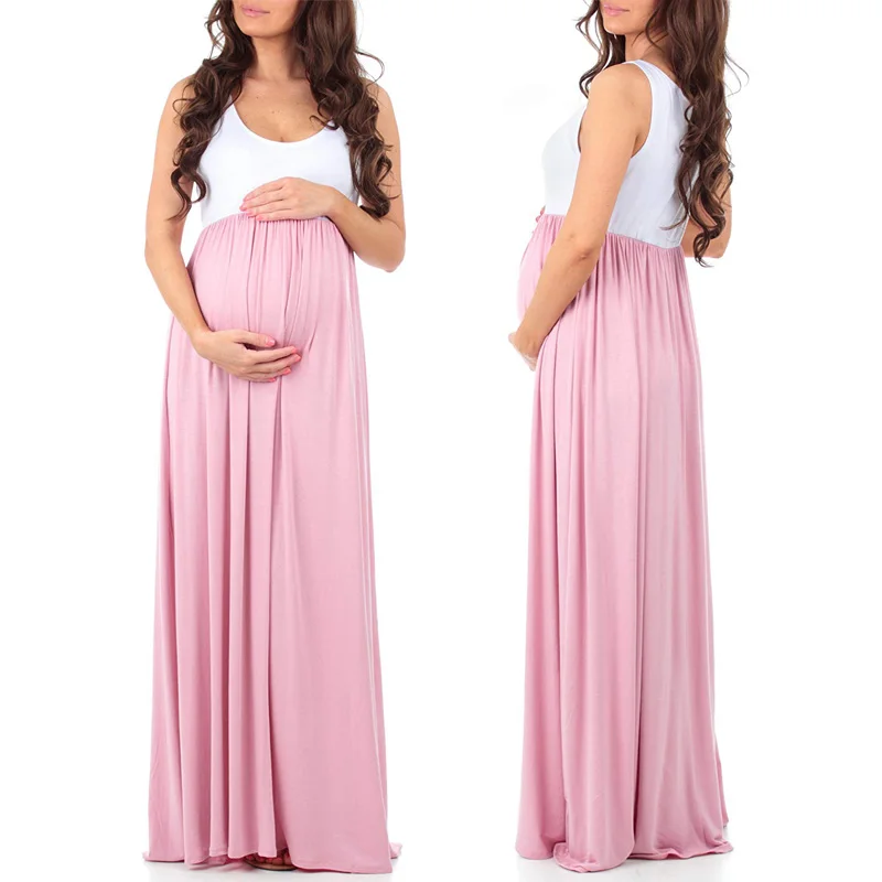 MATERNITY MAXI DRESS LONG DRESS AS1775 pink 002