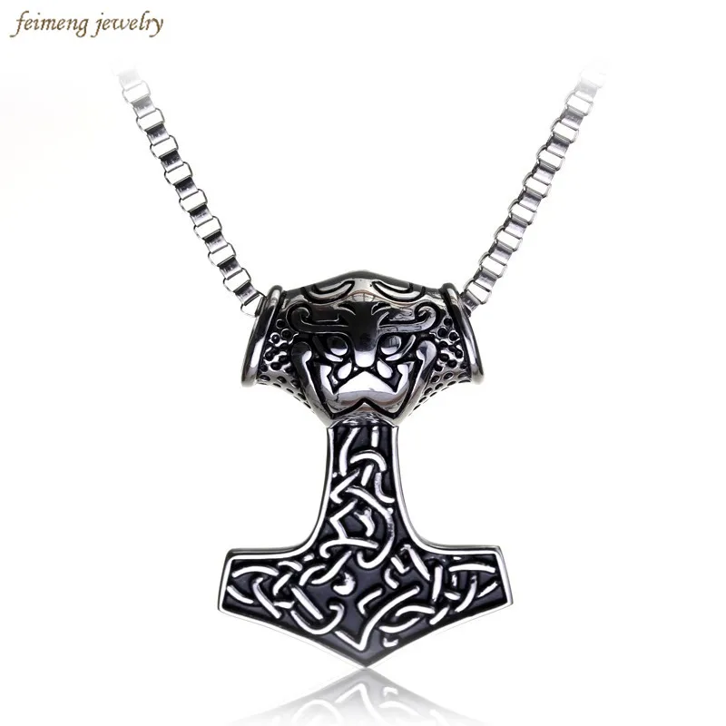 

Retro Steampunk Pendant Necklace Thor Hammer Gears Pattern Gothic Anchor Vikings Punk Jewelry Bijoux For Women Collares Mujer