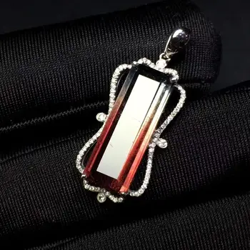 

Fine Jewelry Real 18 K White Gold 100% Natural Watermelon Tourmaline 6.2ct Diamonds Gemstone Diamond Women's Pendants Necklaces
