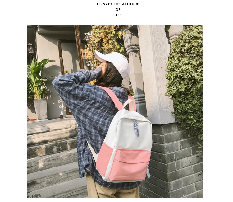 Menghuo New Women Canvas Backpacks Preppy Style Patchwork School Bags for Teenagers Girls Laptop Backpack Travel Bag Mochilas_19