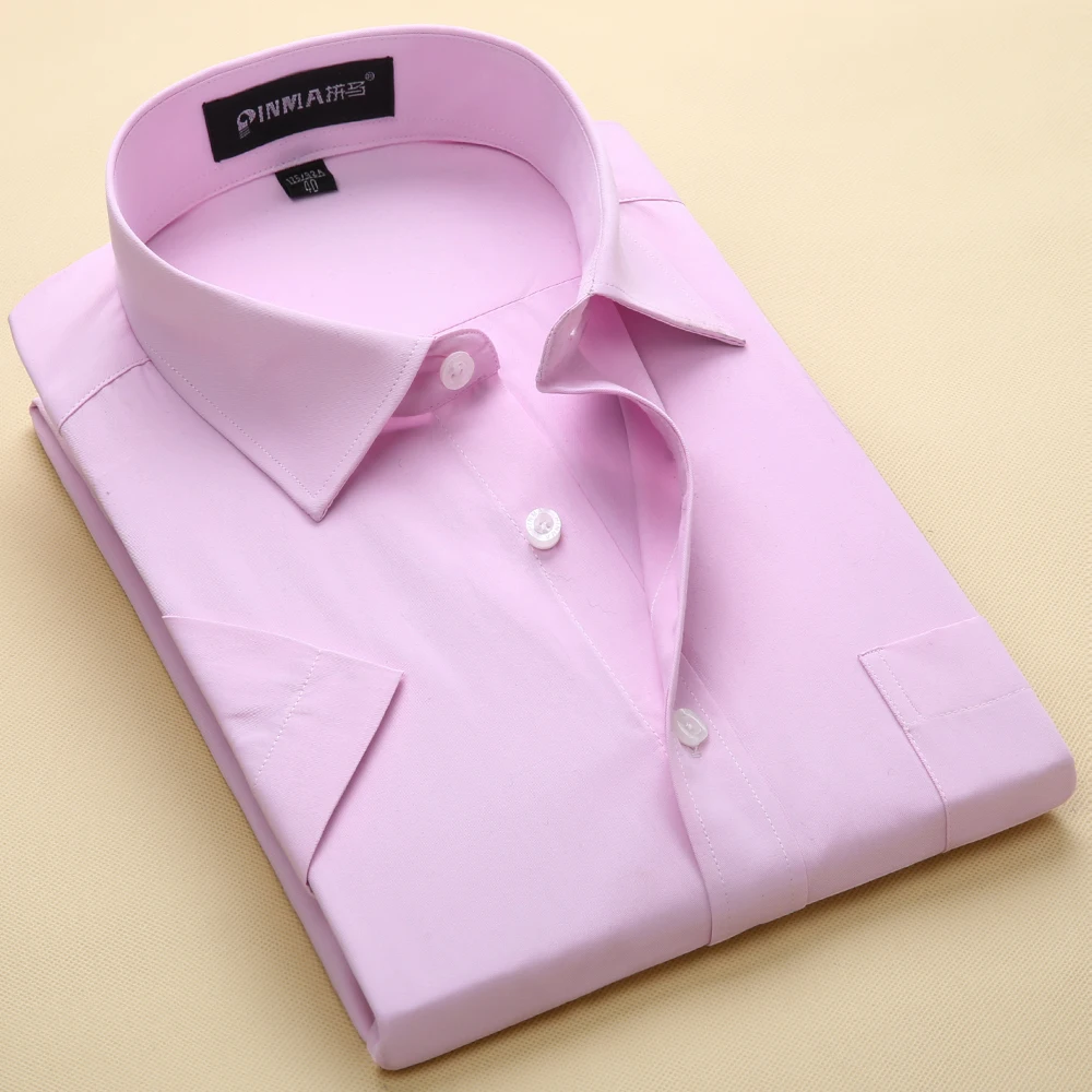 Формальная деловая, общественная Саржевые рубашки Горячая Распродажа Мужская Однотонная рубашка с коротким рукавом мужская одежда нежелезная рубашка плюс размер S-8XL