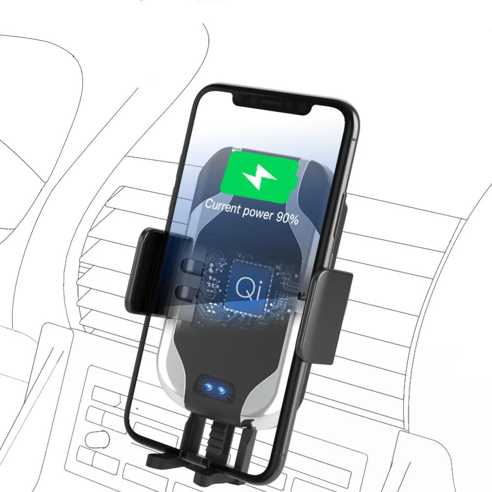 

Qi Car Wireless Charger For iPhone Xs Max XR X 8 Samsung S10 9 8 7 Automatic Clamping Fast Wirless Charging Phone Holder station