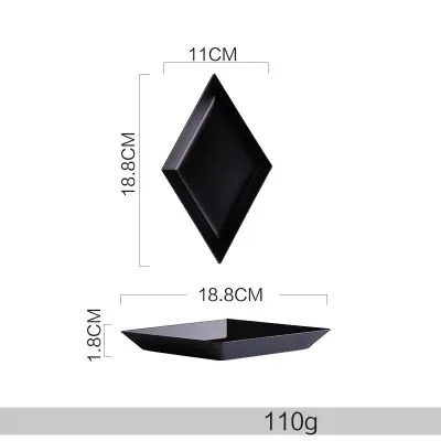 Обеденные тарелки 304 из нержавеющей стали пигментированные 8 дюймов Европейский Стиль Твердые геометрические острые тарелки креативные металлические фрукты неправильное блюдо - Цвет: XS black