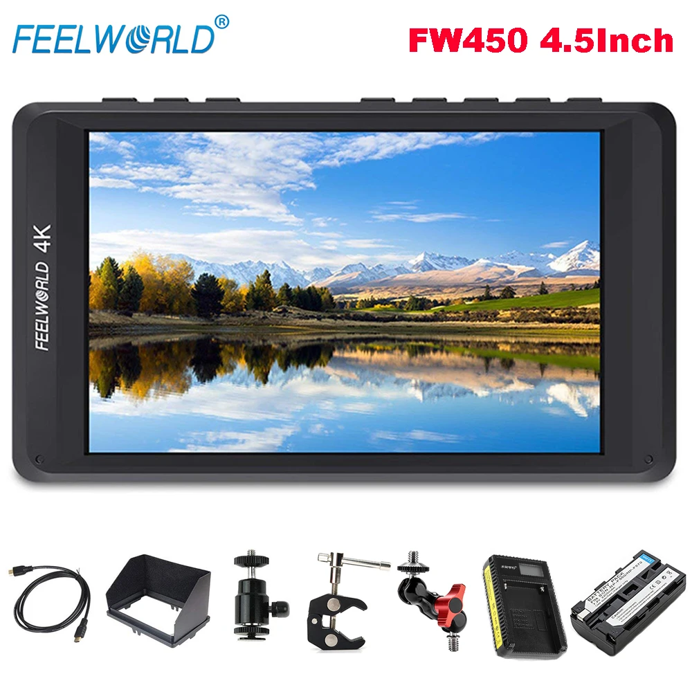 Feelworld FW450 4 5 дюймов IPS 4K HDMI на камере полевой монитор 1280x800 HD портативный ЖК для