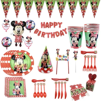 

Minnie mouse party decorations kids birthday party supplies tablecloth banner cup plate Balloons Gift Baby Shower