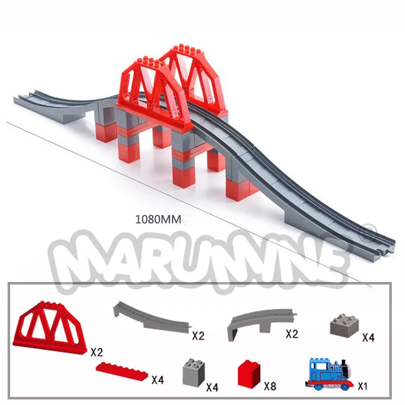 MARUMINE игрушки Duplo блоки поезд мост Строительный набор для детей творческие образовательные треки кирпичи для детей