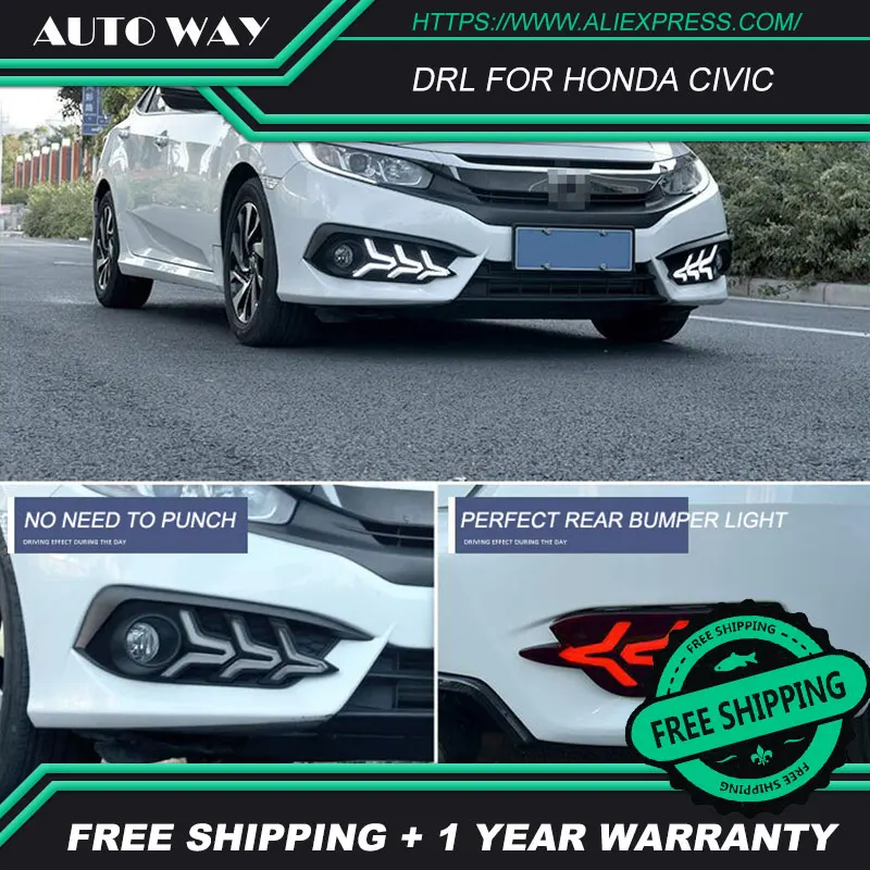Free shipping ! LED DRL Daytime running light case for Honda Civic fog