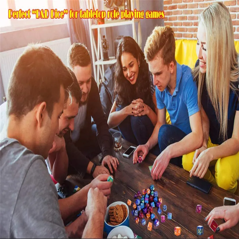 7Pcs Game Dice Party Entertainment Equipment Game Dungeons & Dragons Polyhedral D4-D20 Multi Sided Acrylic Dice #2N23 (13)