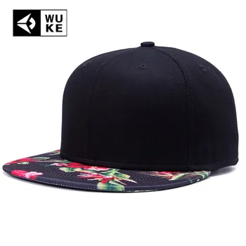 

Wuke Brand Snapback Baseball Caps Floral Strap Back Hats Flat Along Hip Hop Bone For Men Women Hot Black Leisure Casquette Touca