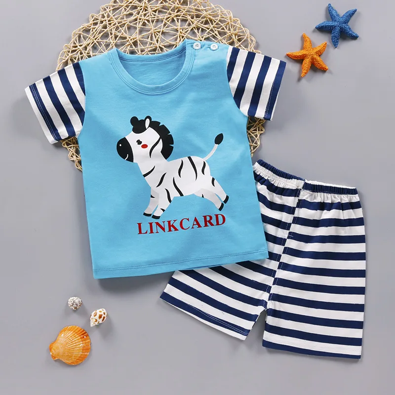 

2019 New Children Short Sleeve Set Pure Cotton Girl Summer Boys Shorts Baby Baby Clothes Korean Children's Wear