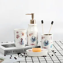 4 шт. простой стильный керамический аксессуар для ванной комнаты с мыльницей держатель для зубной щетки щетка для чистки чашки диспенсер для мыла набор для умывания#3