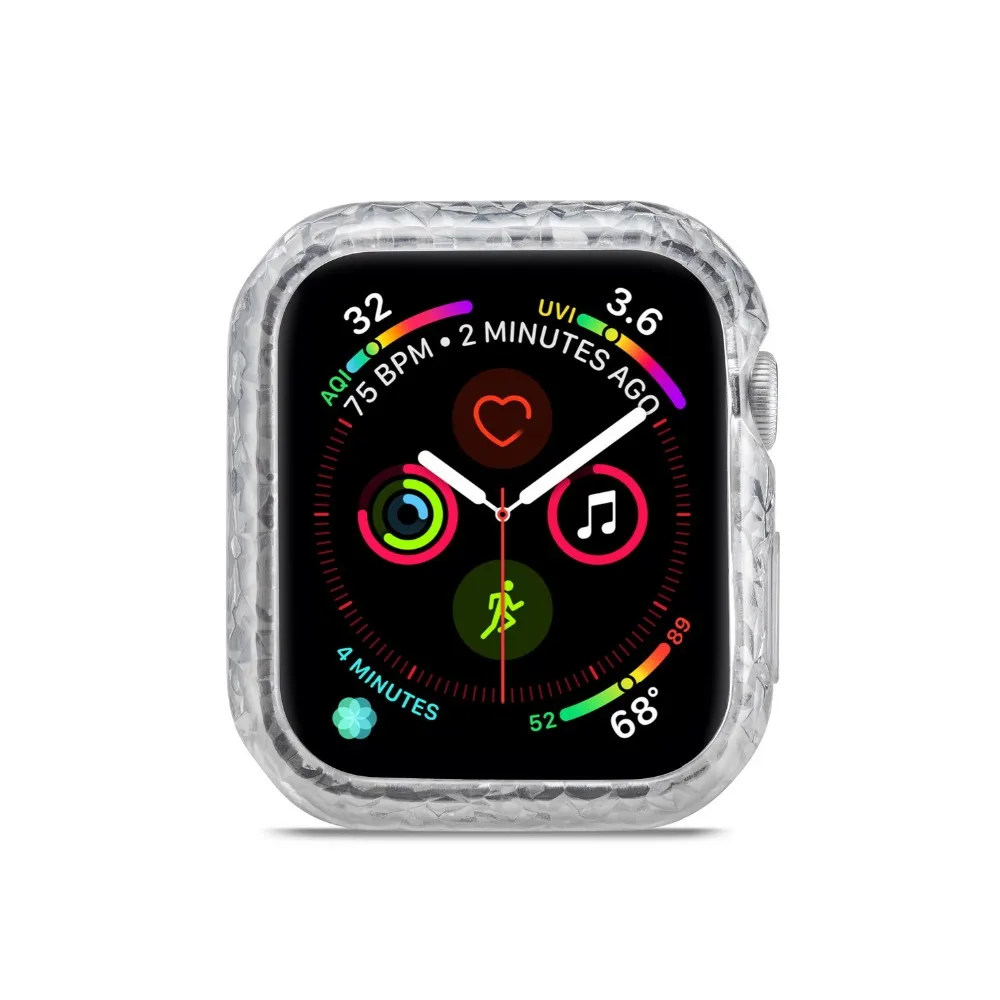 

diamond Soft Silicone Case For Apple Watch iWatch Series 4 Cover Frame Full Protection 44mm 40mm strap band Watchbands