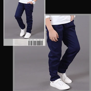 boys pants kids jeans 2019 casual Spring Solid Cotton Mid Elastic Waist Pants for Boy jeans kids Clothing Children Trousers p023 4