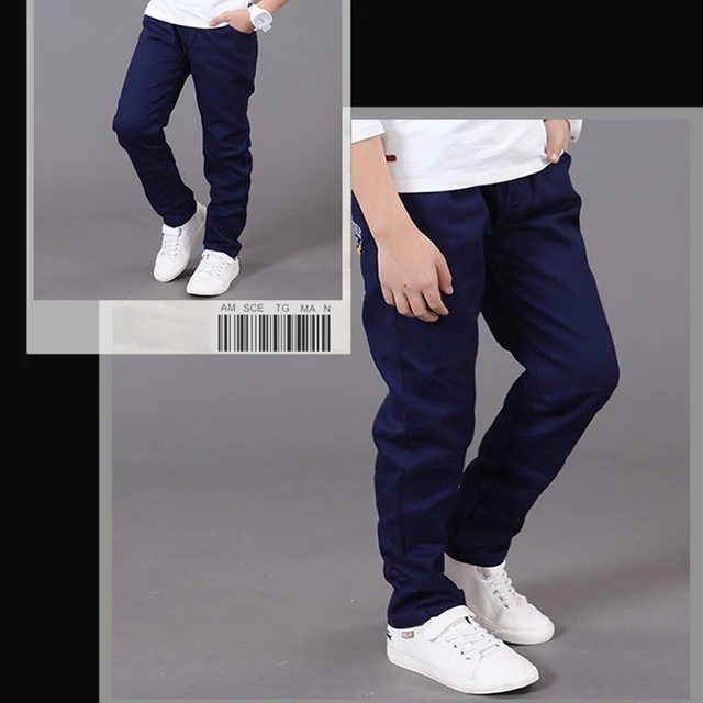 boys pants kids jeans 2019 casual Spring Solid Cotton Mid Elastic Waist Pants for Boy jeans kids Clothing Children Trousers p023 4