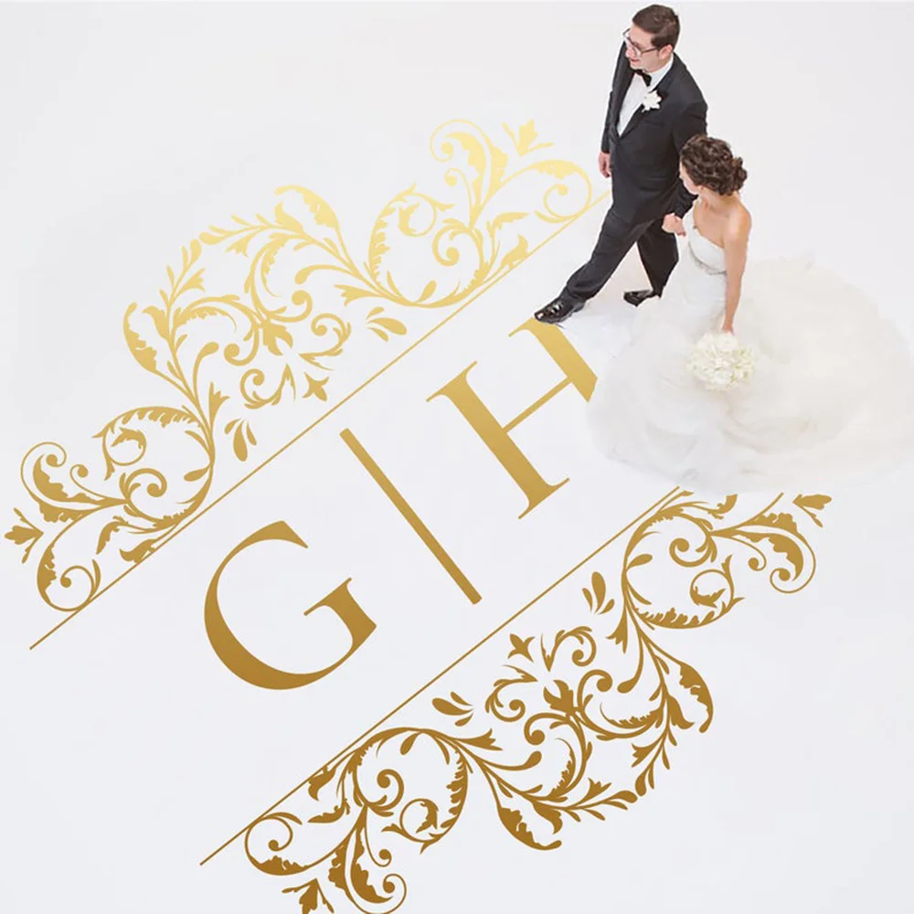 Huge Custom name Wedding Dance Floor Party Wall Sticker Personalized Bride Groom Name Wedding Monogram  Decal Vinyl Home Decor (1)
