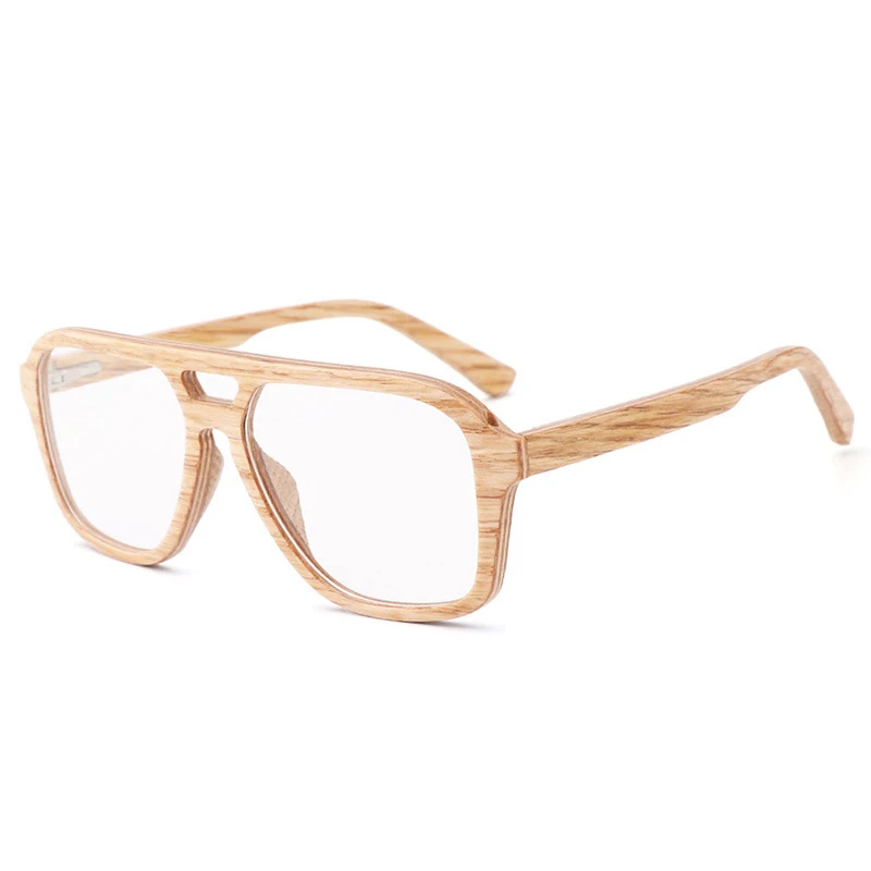 BerWer деревянные бамбуковые очки прозрачная линза роскошные квадратные очки деревянные очки для женщин/мужчин - Lenses Color: clear lens
