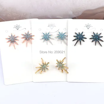 

6Pair New Handmade Blue Zircon Micro Pave Star Charm Earrings,Mix Color Fashion CZ Stone Stud Earrings for Women