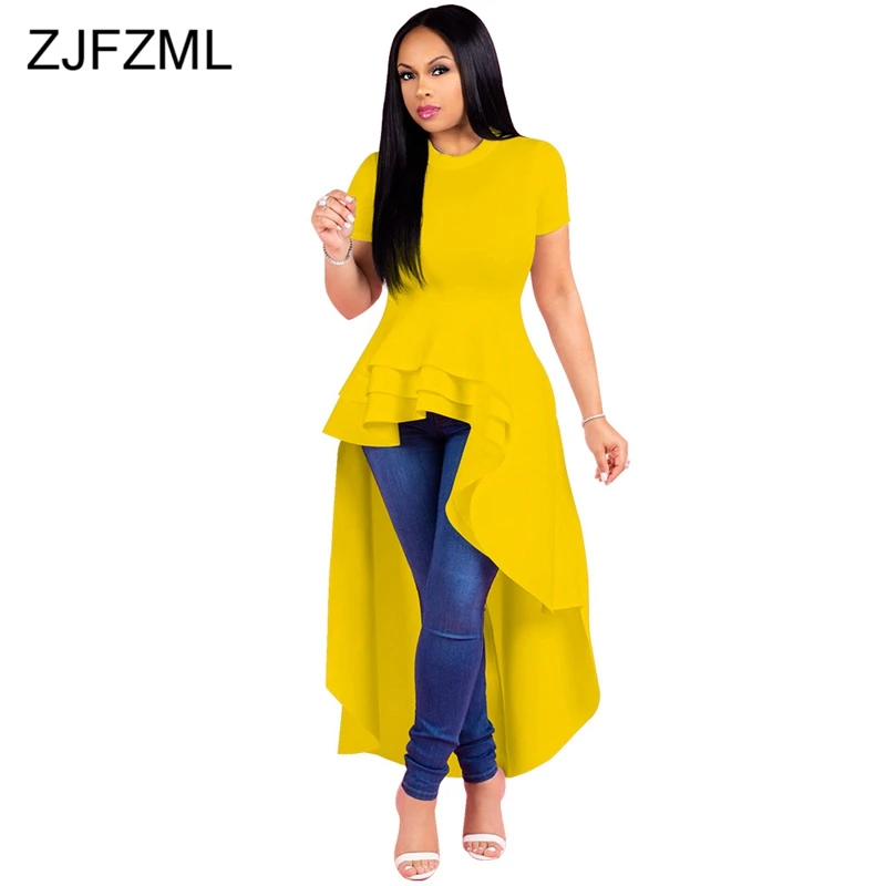 Sexy Plus Size Irregular Maxi Party Dress Women Multilayer Ruffle Front Short Back Long Dress Summer Short Sleeve Big Size Dress