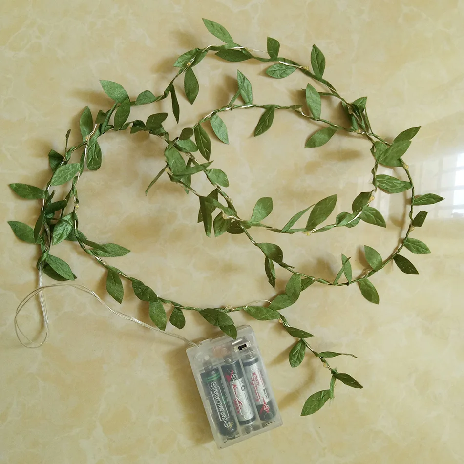 Unique handmade LED String Lights with green leaf, AA Battery holiday lighting, Vase flower arrangement,DIY wedding decoration Unique handmade LED String Lights with green leaf, AA Battery holiday lighting, Vase flower arrangement,DIY wedding decoration