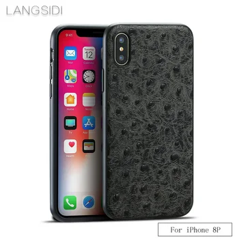 

wangcangli brand phone case ostrich grain full-wrapped phone case For iphone 8plus phone case full handmade custom processing