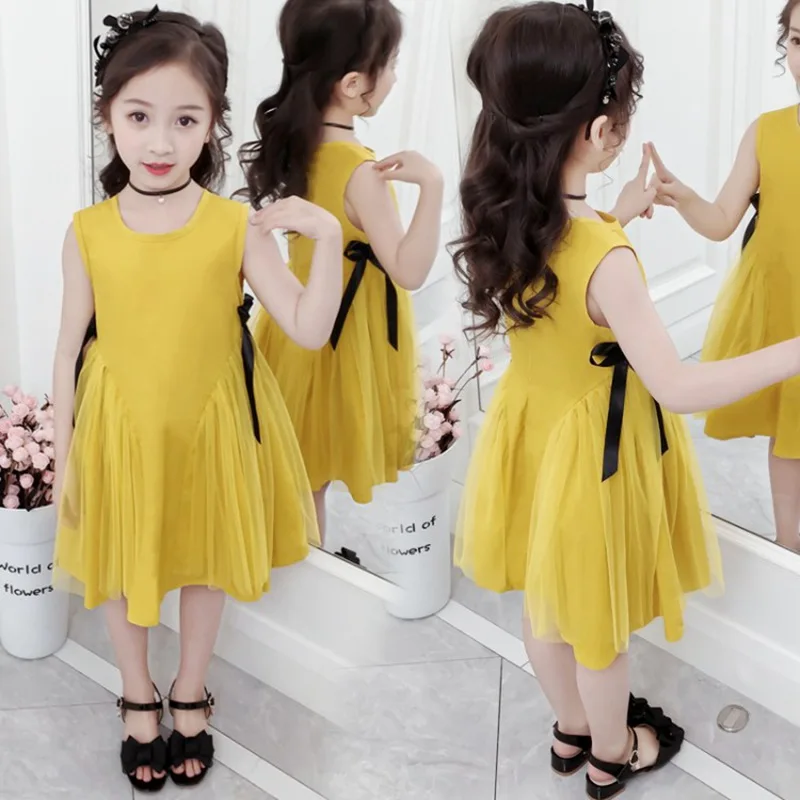 COOTELILI Cute Beach Girl Dress A-Line Kids Girl Dresses For Party And Wedding Yellow Daughter Dresses Children Clothing  (8)