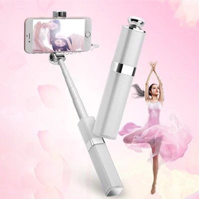 Women Mini Wired White Selfie Stick 180 Degree Rotation Universal Handheld Selfy Stick for Iphone 4