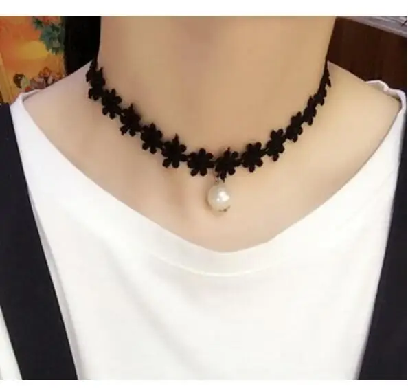xl501 Pearl necklaces pendant necklaces Punk Lace Neckband New Hot