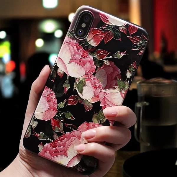 Чехол для телефона с 3D принтом тиснение цветок для iPhone 6 6S 7 8 Plus X 5 5S 10 XR XS Max Мягкий ТПУ чехол для Xiaomi Mi A2 Lite A1 5X 6X