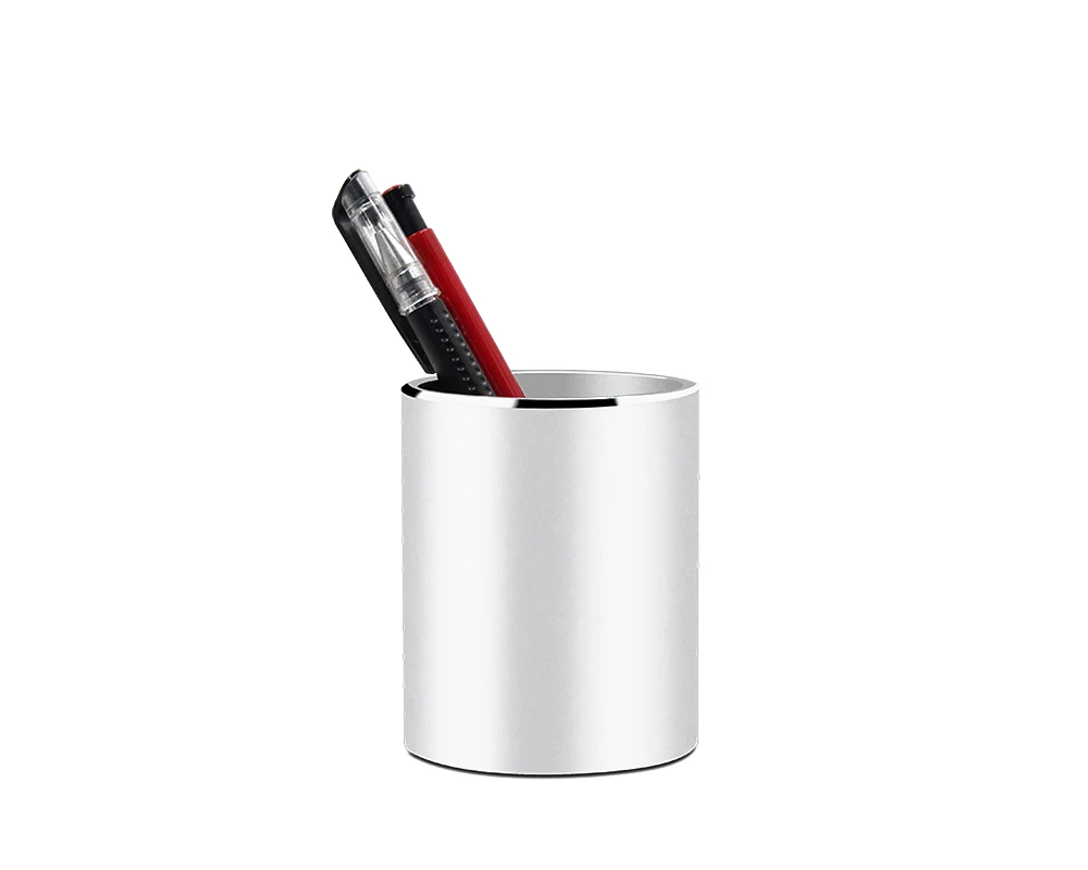 Liga de Alumínio de Alta Porta canetas de Papelaria Material de Escritório Caneta Escritório Titular Organizador Rodada da Qualidade Lápis Cosméticos Recipiente 5 Recipiente Porta-canetas de Papelaria material de Escritório